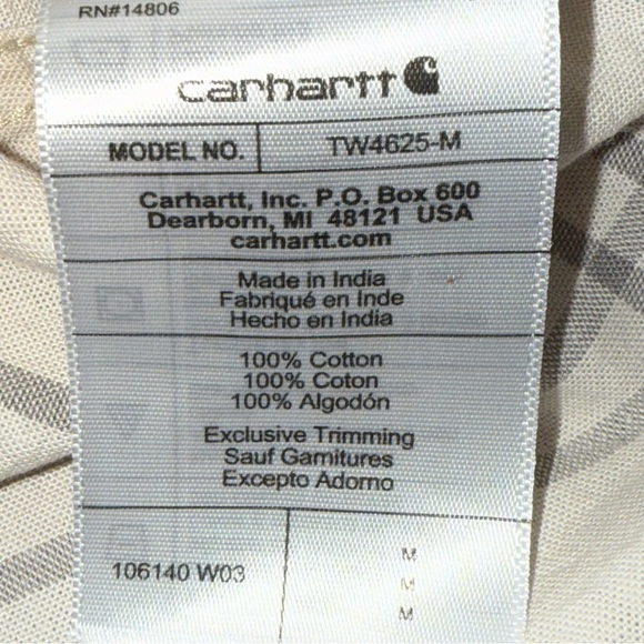 NWT Carhartt Men's off white shirt sleeve Plaid Button Down cotton Shirt Medium - Picture 13 of 13